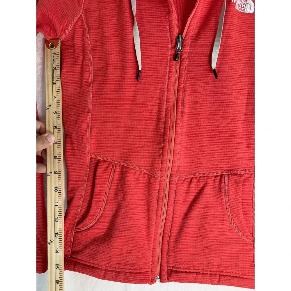 North Face Hoodie Womens Small Red Full Zip Fleece Jacket Outdoors Activewear - Picture 6 of 7